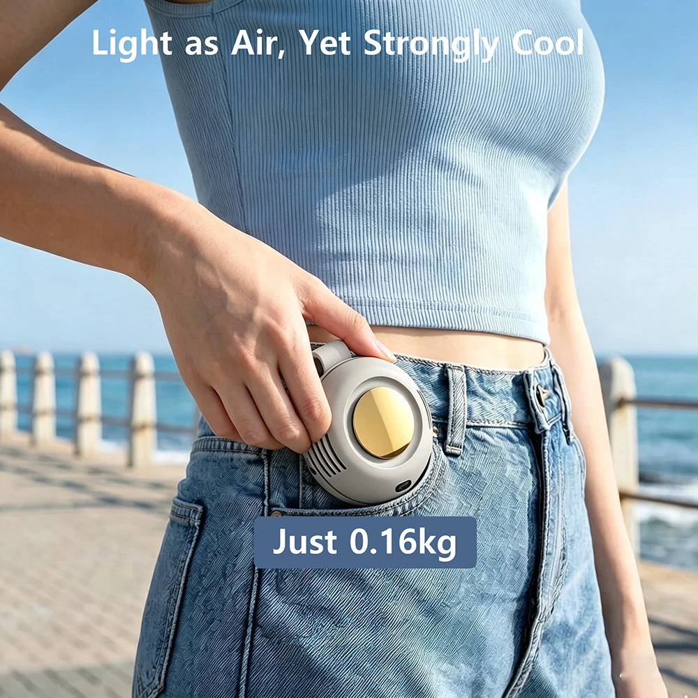 Mini  ventilatore da agganciare alla vita della camicia, 3 velocità.