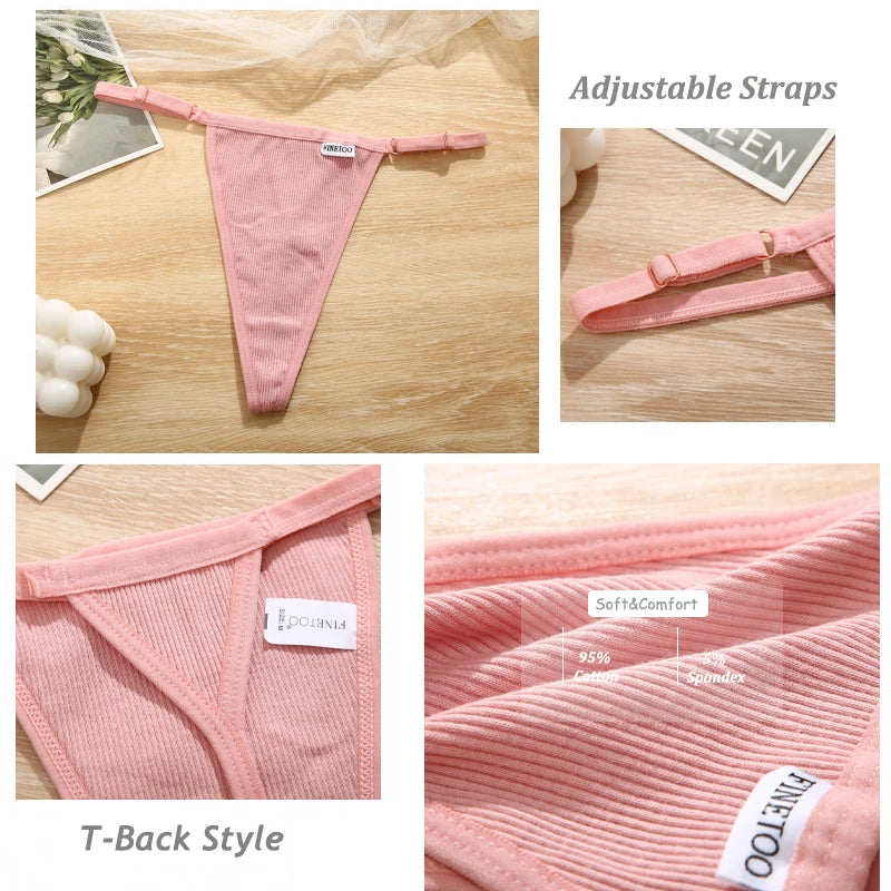 7PCS Cotton Panties Sexy Low Rise Thong For Women Fashion Seamle7 pezzi Mutandine in cotone a vita bassa perizoma da donna  senza cuciture