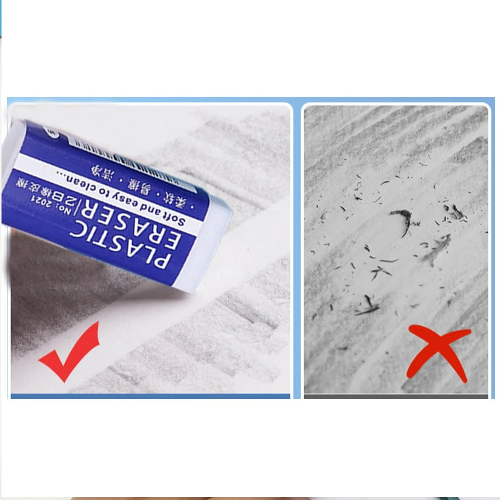 1-90 pezzi Gomme da cancellare 2B Gomma da cancellare morbida in PVC di grandi dimensioni per scuola, ufficio, bambini, disegno, schizzi, correzione esami, pittura, arte