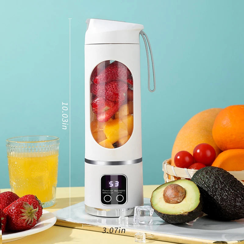 Spremiagrumi portatile a 10 lame, capacità 450 ml, 3 velocità, ricaricabile tramite USB, frullatore, tritaghiaccio, per preparare frullati/ghiacciati