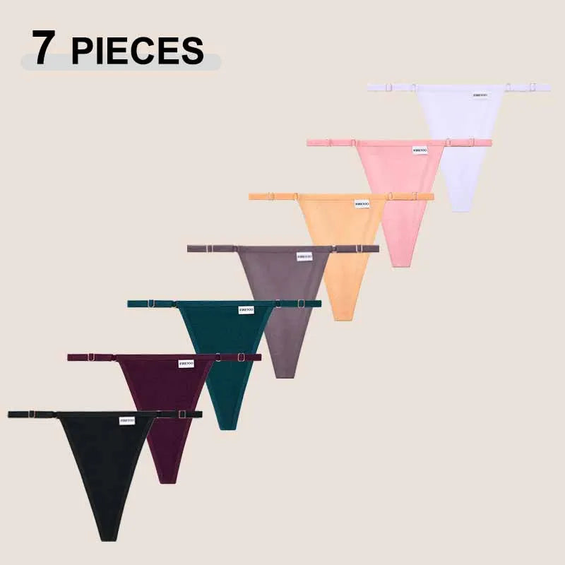 7PCS Cotton Panties Sexy Low Rise Thong For Women Fashion Seamle7 pezzi Mutandine in cotone a vita bassa perizoma da donna  senza cuciture