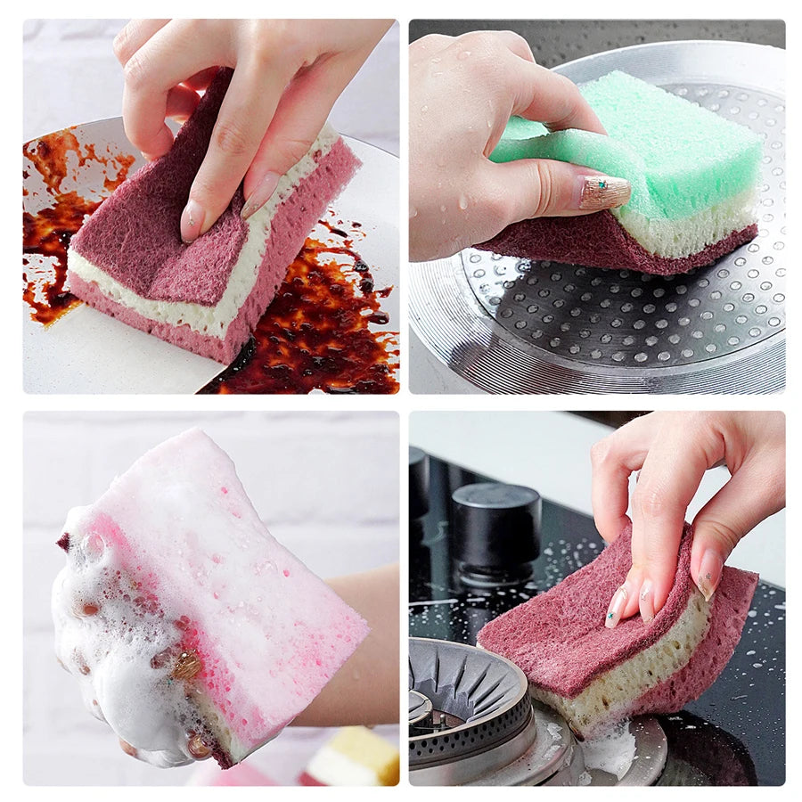 Panno per la pulizia in spugna ad alta densità, panno per lavare i piatti, accessori per cucina e ristorazione non untuosi, spazzola in spugna, pentola e ciotola