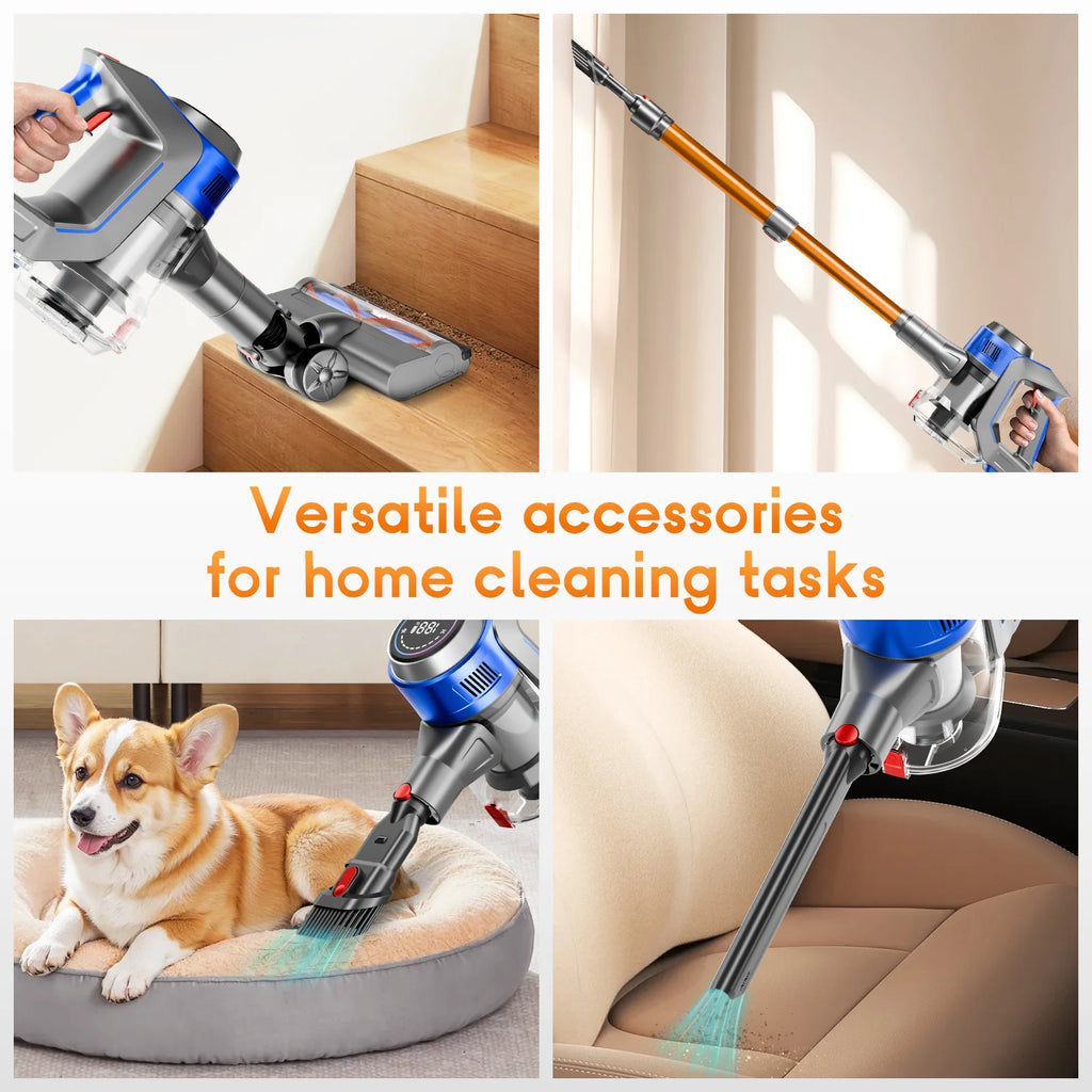 Aspirapolvere senza fili Honki 78KPA con LED, potente aspirazione ad alta potenza, per liquidi e solidi, ideale per peli di animali domestici e tappeti.