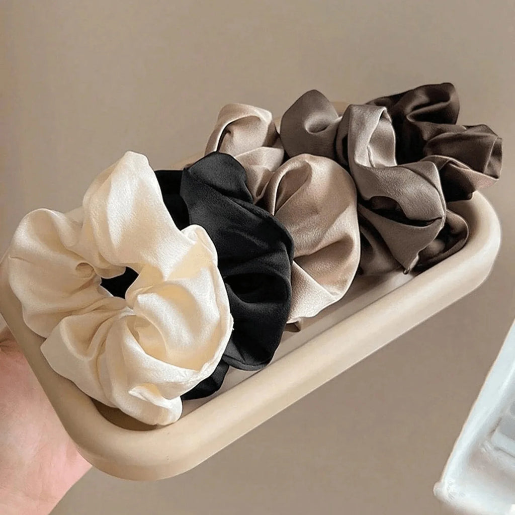 5 elastici per capelli grandi in vera seta stile retrò, di alta qualità, per donna, adatti per chignon, delicati sui capelli.