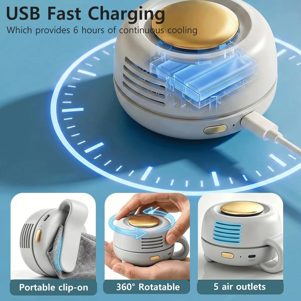 Mini  ventilatore da agganciare alla vita della camicia, 3 velocità.