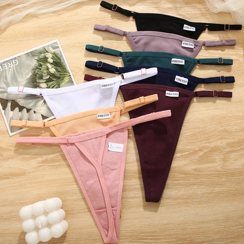 7PCS Cotton Panties Sexy Low Rise Thong For Women Fashion Seamle7 pezzi Mutandine in cotone a vita bassa perizoma da donna  senza cuciture