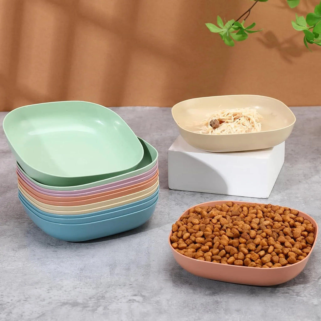 Set di 3/10/20 ciotole in plastica antiscivolo per gatti, ciotole basse per cibo e acqua, adatte a gattini, gatti a zampe corte, furetti e gatti randagi.