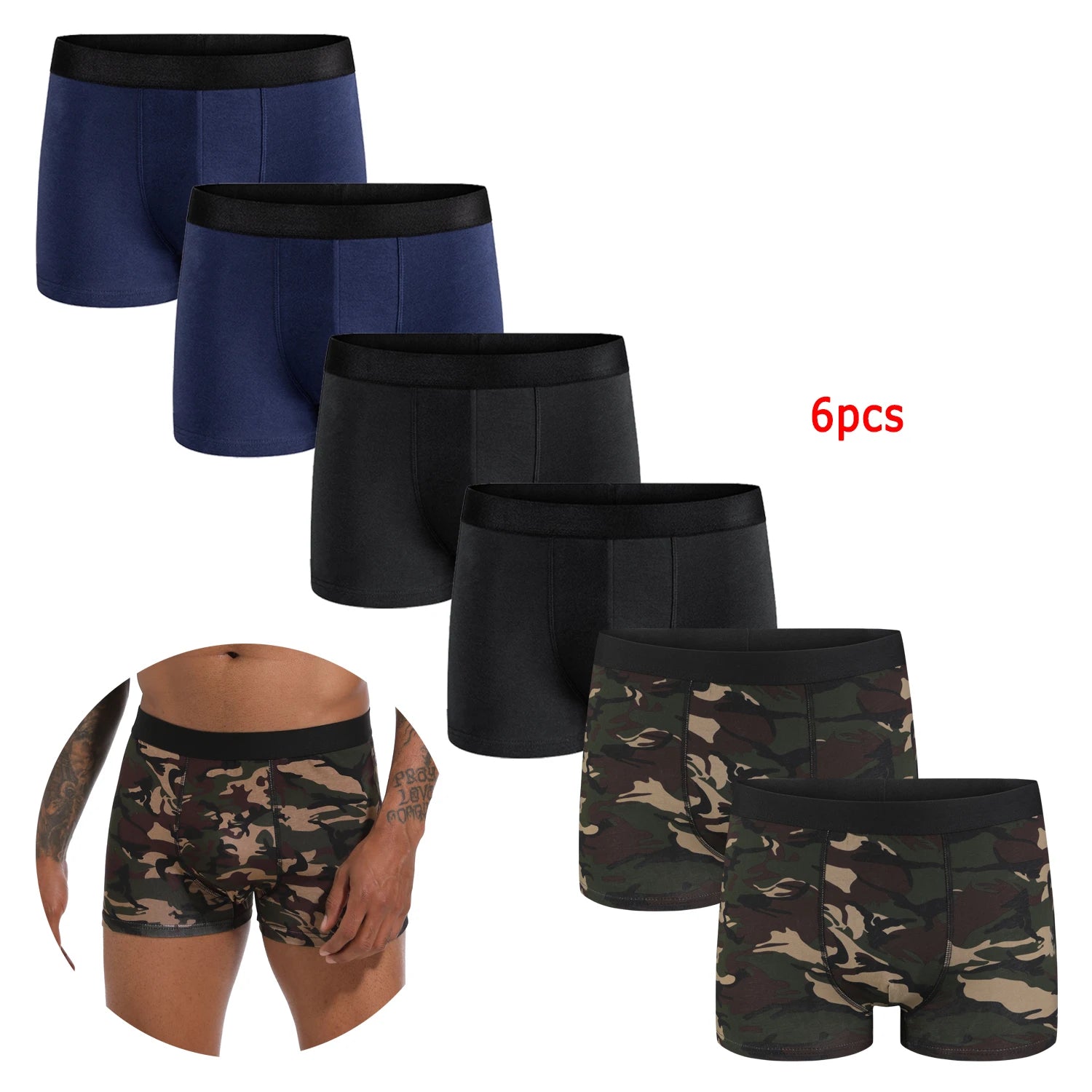 Confezione da 6 boxer da uomo, morbide e traspiranti