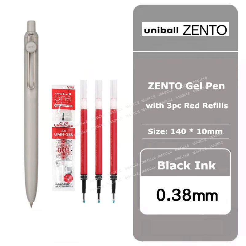 Penna gel Uniball ZENTO 0.38/0.5mm – Scrittura fluida a base d'acqua, per scuola e ufficio