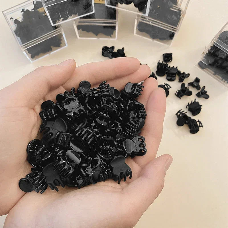 10-100 pezzi Piccoli fermagli per capelli a forma di artiglio per donne e ragazze, stile coreano, mini fermagli in plastica nera trasparente, forcine per capelli, accessori per acconciature per bambini