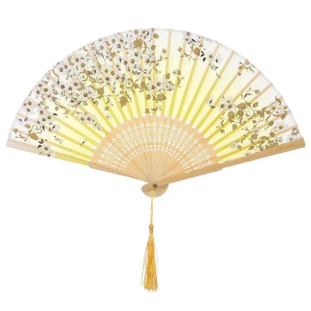 Ventaglio pieghevole in bambù e seta – Stile vintage cinese/giapponese con nappa colorata