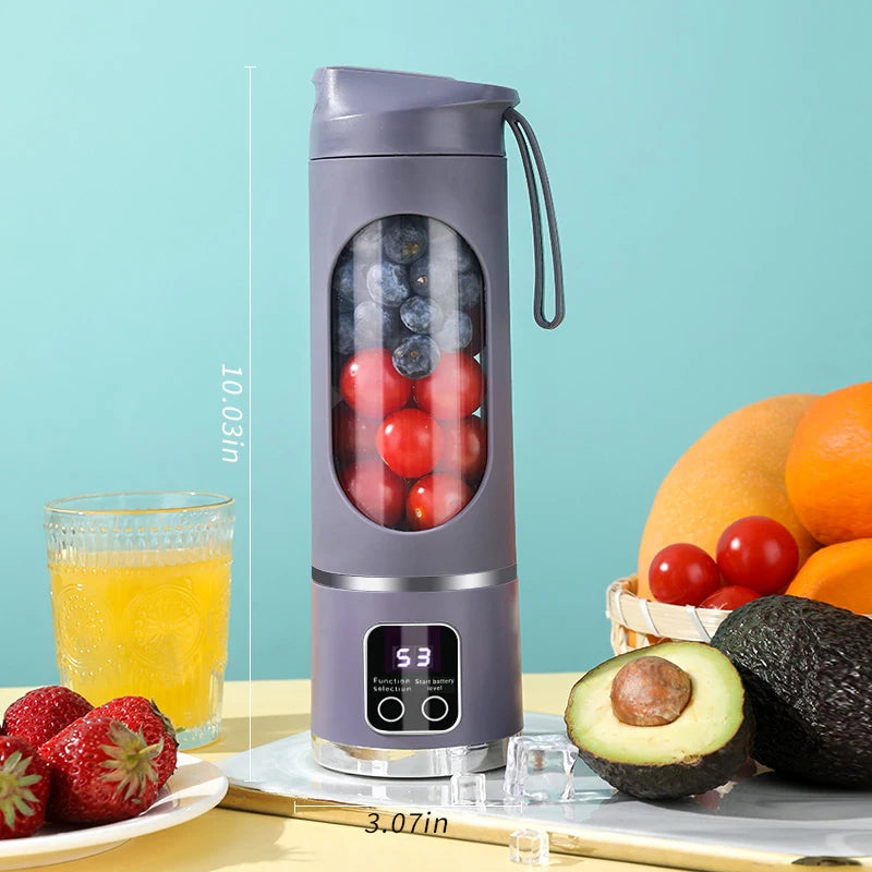 Spremiagrumi portatile a 10 lame, capacità 450 ml, 3 velocità, ricaricabile tramite USB, frullatore, tritaghiaccio, per preparare frullati/ghiacciati
