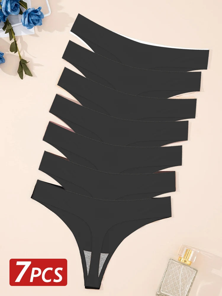 Set di 7 slip perizoma da donna in senza cuciture, a vita bassa, morbidi, ultra sottili