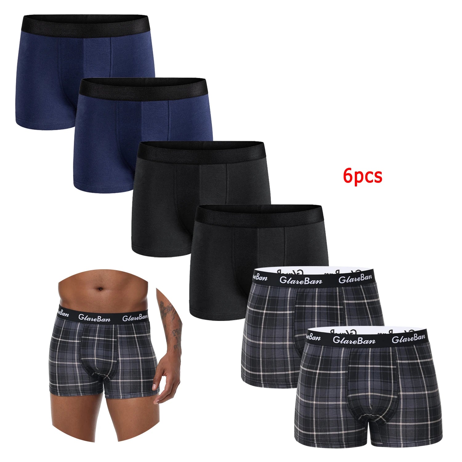 Confezione da 6 boxer da uomo, morbide e traspiranti
