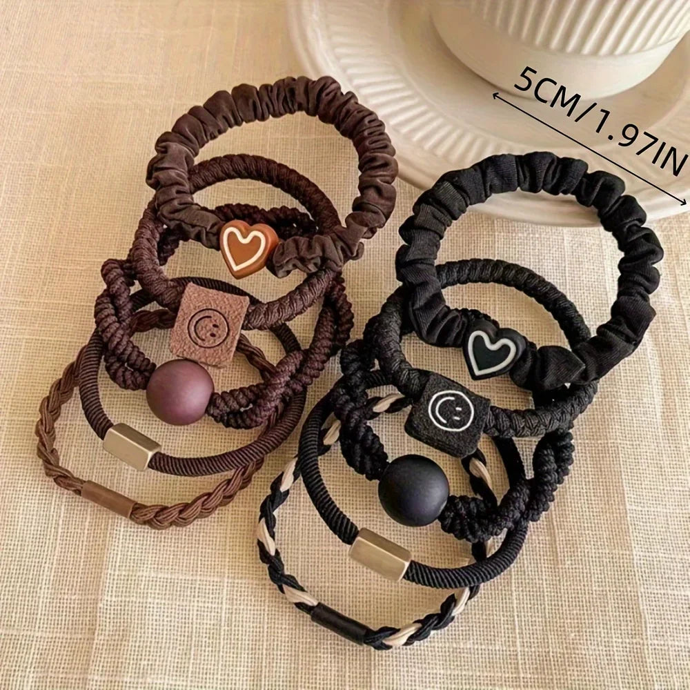 Elastici per capelli stile Boho Chic – Set con ciondoli a cuore e perline, per tutti i tipi di capelli