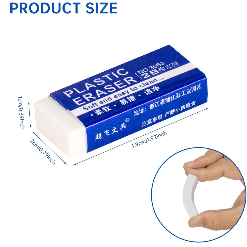 1-90 pezzi Gomme da cancellare 2B Gomma da cancellare morbida in PVC di grandi dimensioni per scuola, ufficio, bambini, disegno, schizzi, correzione esami, pittura, arte