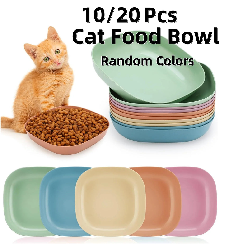 Set di 3/10/20 ciotole in plastica antiscivolo per gatti, ciotole basse per cibo e acqua, adatte a gattini, gatti a zampe corte, furetti e gatti randagi.