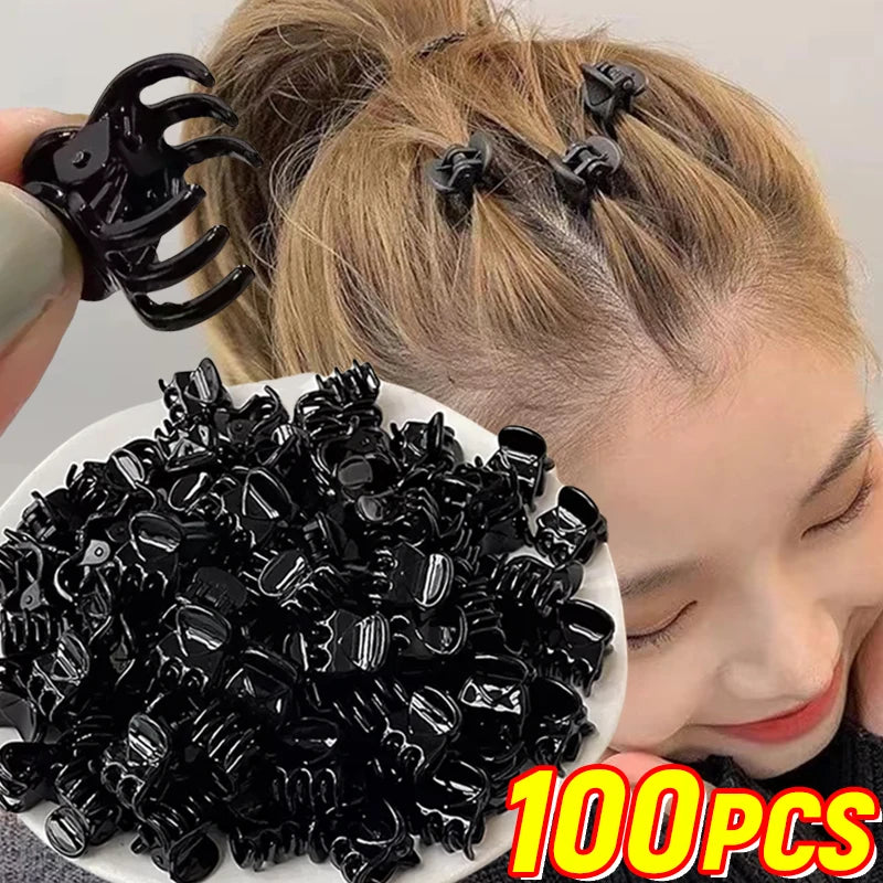 10-100 pezzi Piccoli fermagli per capelli a forma di artiglio per donne e ragazze, stile coreano, mini fermagli in plastica nera trasparente, forcine per capelli, accessori per acconciature per bambini