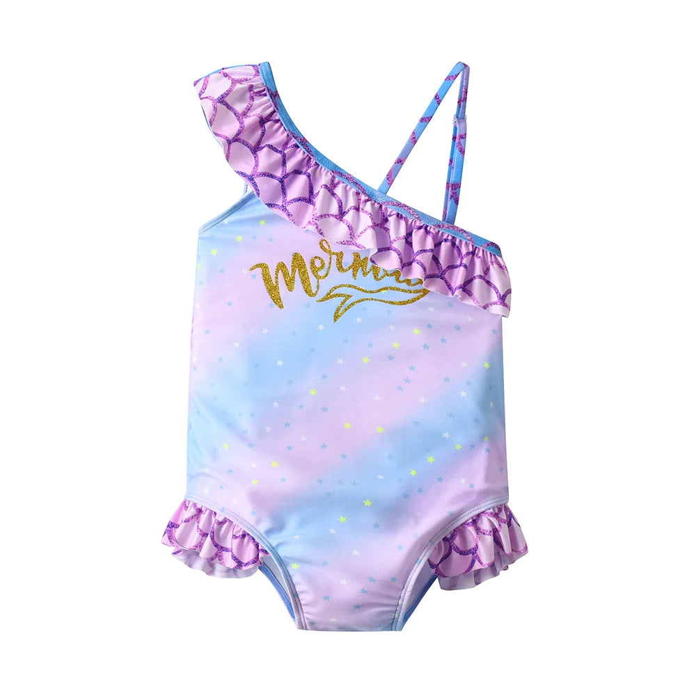 VIKITA Costumi da bagno per bambine, costume intero con stampa leopardata e cartoni animati, abbigliamento da spiaggia estivo colorato per bambini