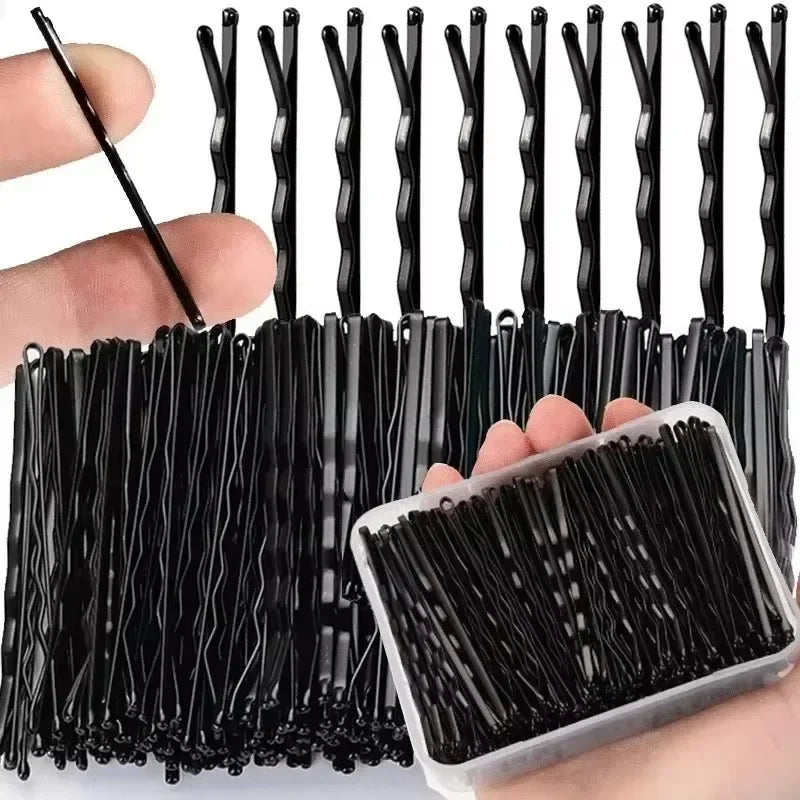 60/600 pezzi Fermagli per capelli neri a linea retta, a forma di U, con ago, per capelli ricci e ondulati, forcine per capelli da donna, accessori per lo styling dei capelli.