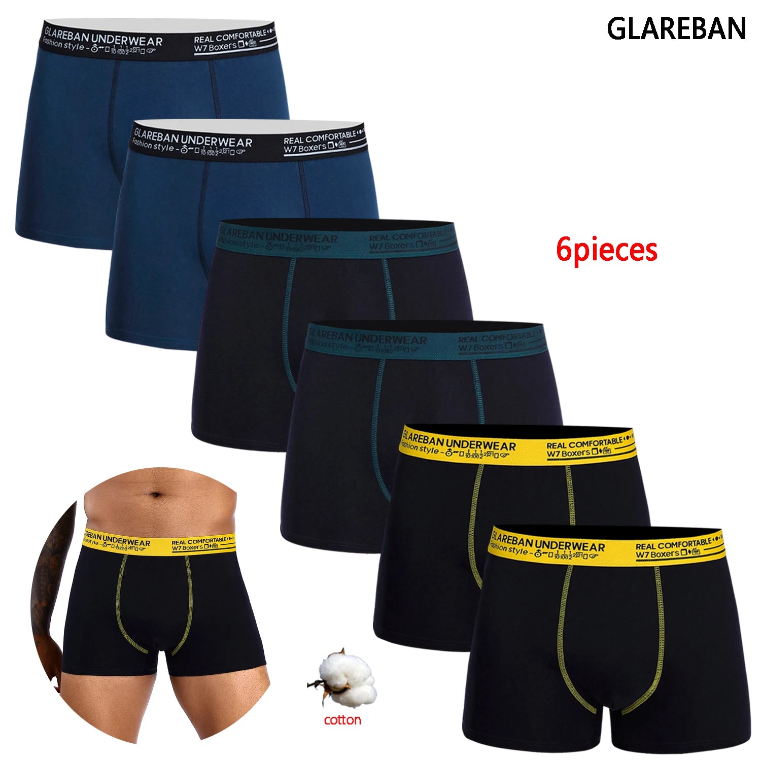 Confezione da 6 boxer da uomo, morbide e traspiranti